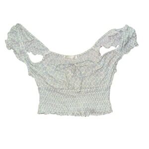 Quiet Storm Women's Floral Smocked Off Shoulder Crop Top M milkmaid Cottagecore